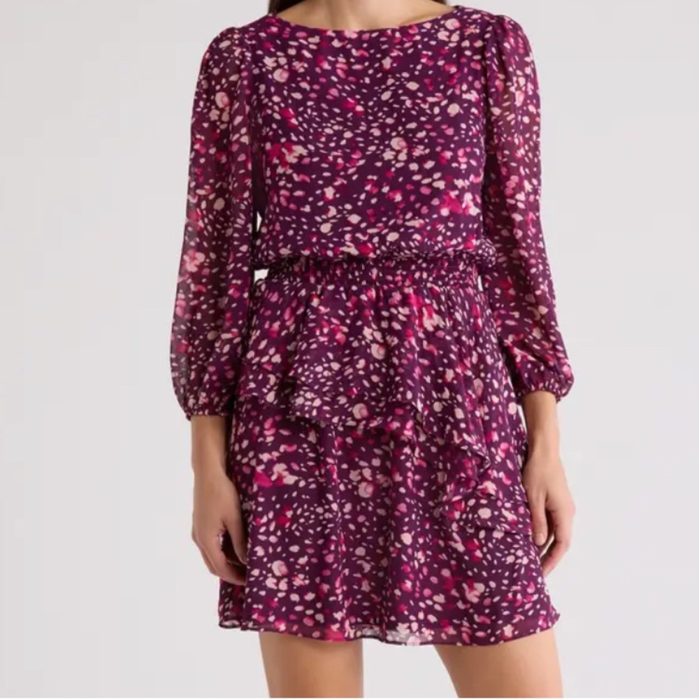 Eliza J Sangria Chiffon Dress (NWT)